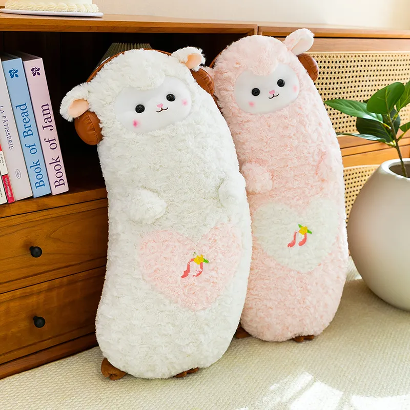 Cartoon Musical Lamb Long Body Pillow – Soft Side Sleeping Leg Hugging Bolster, Backrest Cushion for Dormitory & Bedroom, Plush Cuddle Pillow for Women Girls